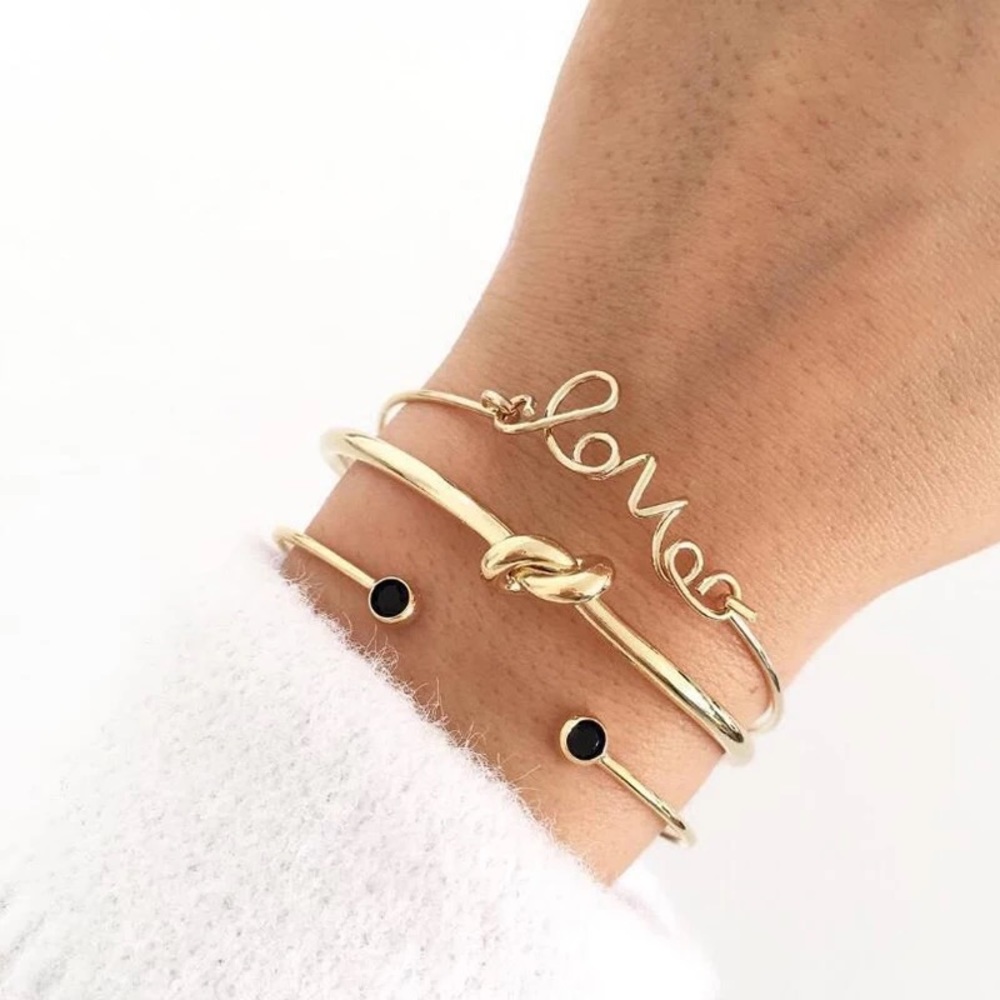 Bohemian Love Gold Knotted Bracelet Trio Set